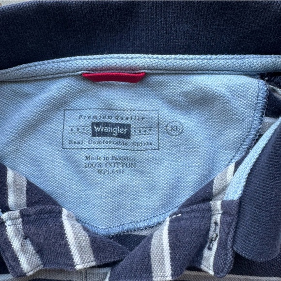Vintage Wrangler Navy and White Striped Polo - Picture 2 of 3